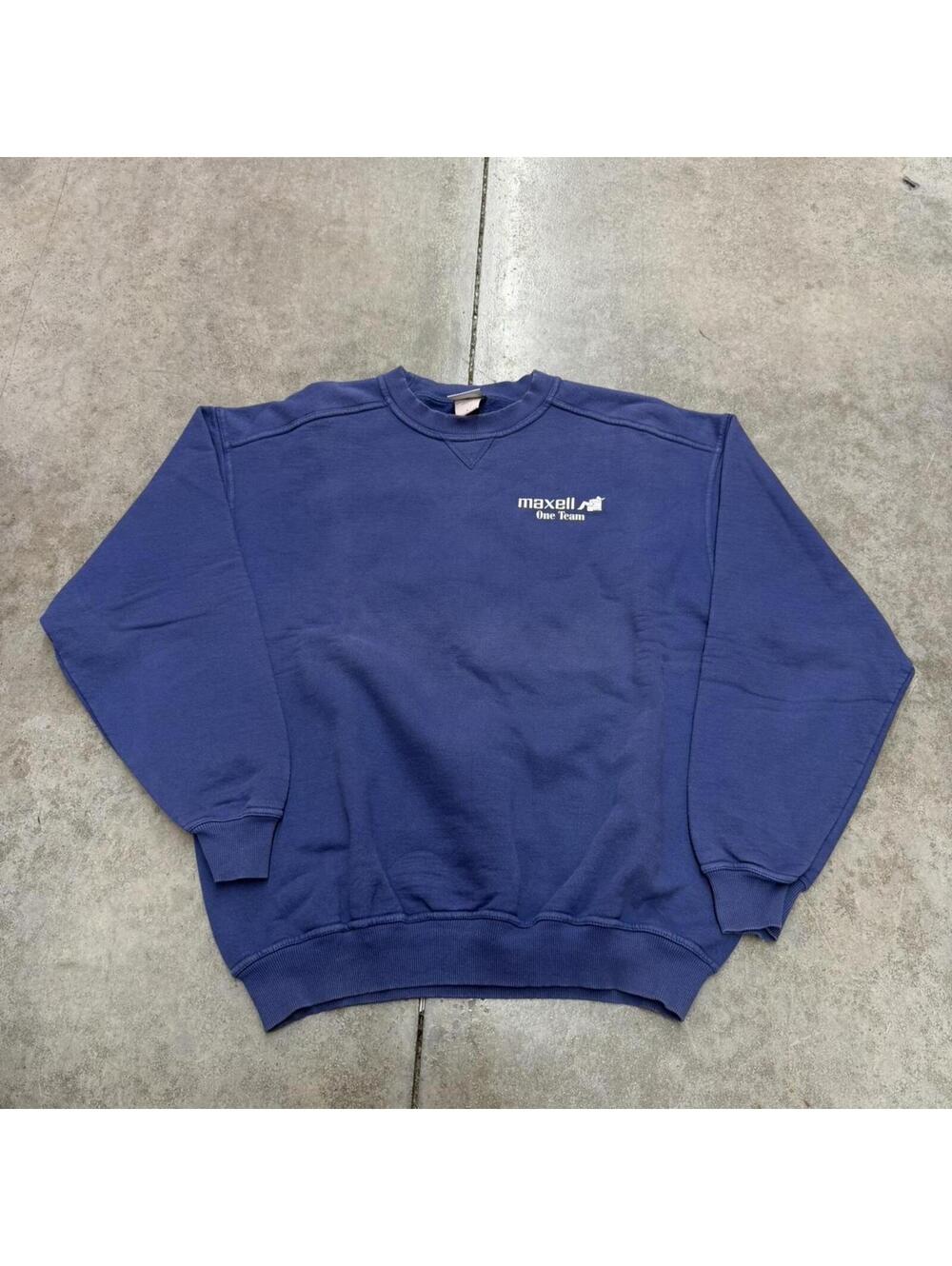 vintage maxwell audio cassette tapes blue tech crewneck size xl